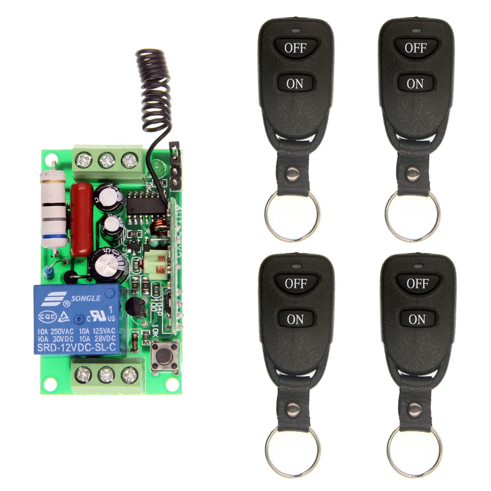 

Wireless RF Remote Control LED Light Switch 10A Relay Output Radio AC 220V 110V 1 CH Channel 1CH Receiver Module +Transmitter