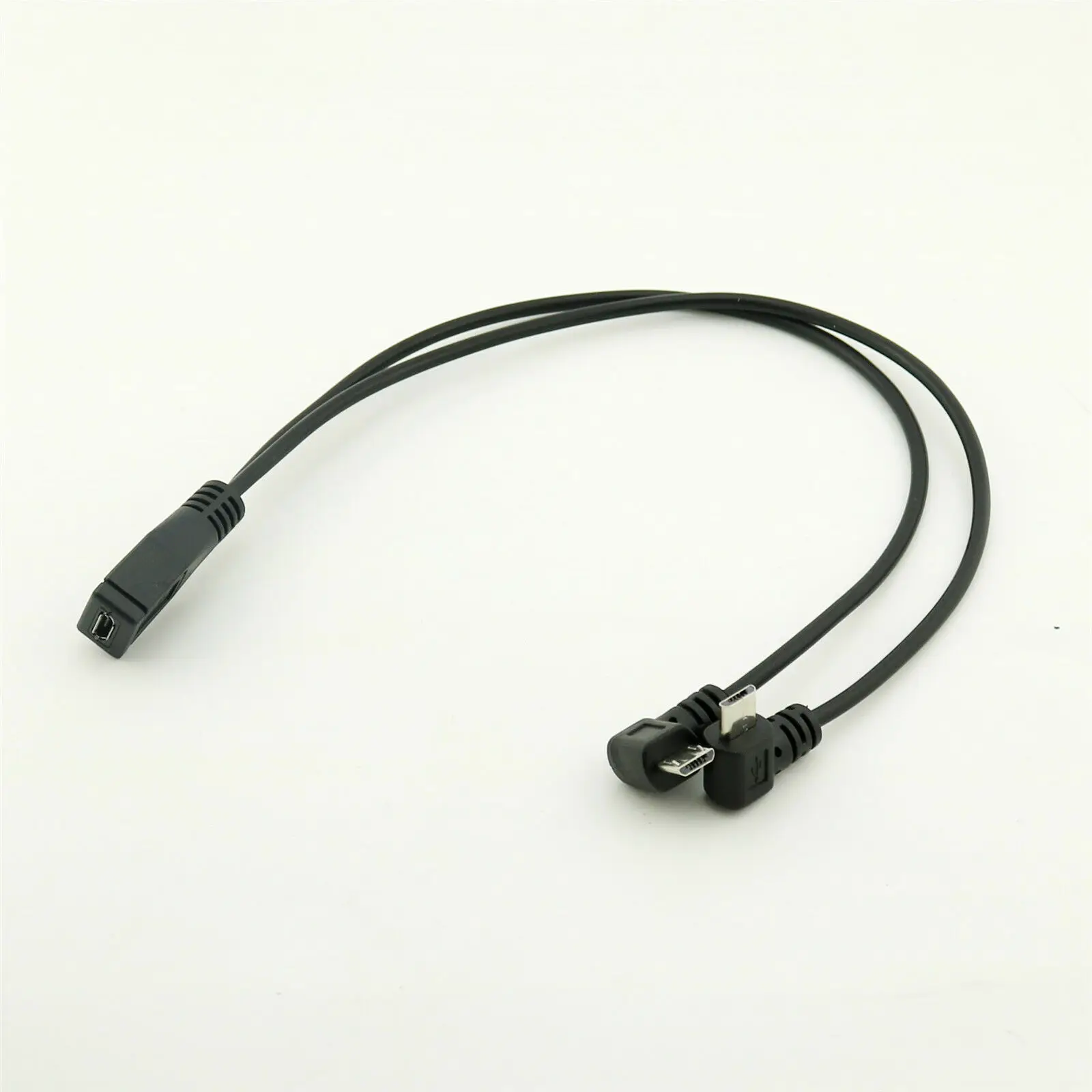 

10pcs Micro USB 2.0 Female To Dual 2 Male Splitter Y 90°Angle Data Charger Cable Cord 30cm