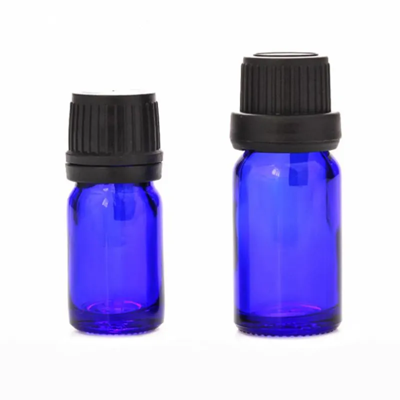 5ml 10ml Glass Essential Oil Bottle Orifice Reducer & cap Glass Vials Blue Glass oil bottle F20172373