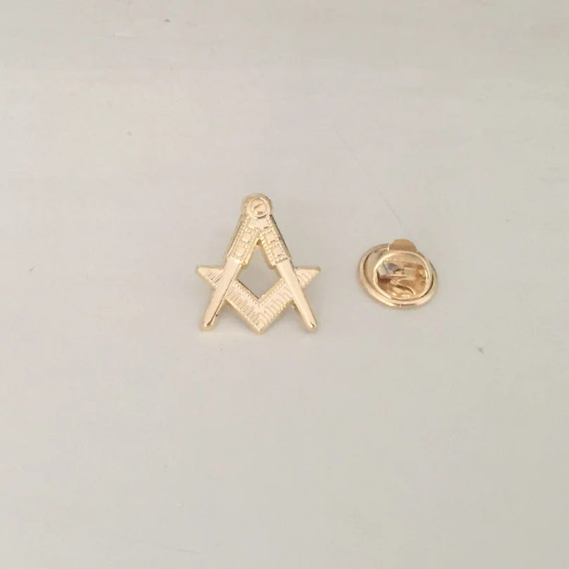 10pcs Masonic Lapel Pin Square and Compass Gold Color Pins and Badge Free Masons Brooch Masonry the Lodge Metal Craft