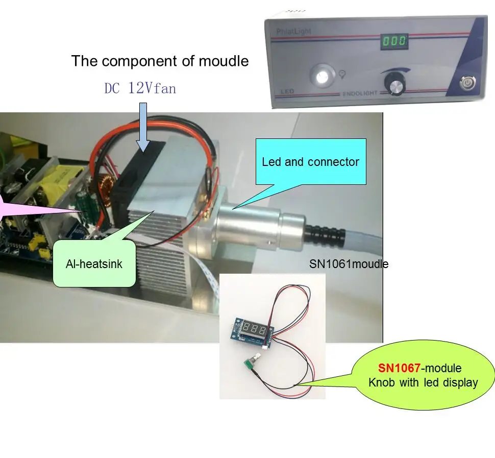 led endoscope lighting source module input full Voltage AC110-220v.High CRI90 LED controller konb and led display-SN1067H