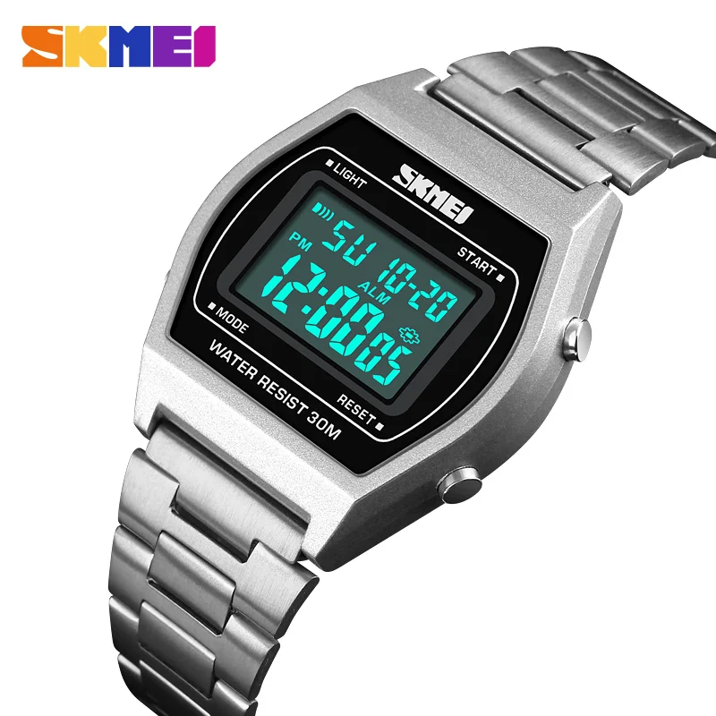 SKMEI Ladies Fashion Watches Outdoor Sport Luxury Alloy Digital Watch Strap Business Relogio12/24 Hours Relogio Feminino Digital