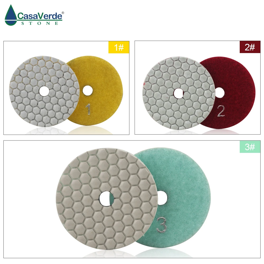 DC-HW3PP01 3 inch 80mm dry use of  high quality 3-step diamond polishing pads for marble and granite