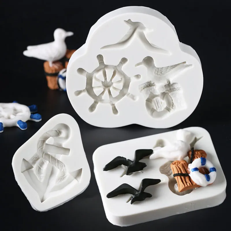 Sailboat Anchor Seagull Silicone Mold Fondant Mould Cake Decorating Tools Chocolate, Gumpaste Molds, Sugarcraft ,Kitchen Gadgets