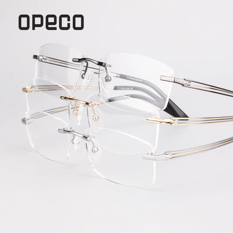 

Opeco Pure Titanium Eyewear Rimless Men's Glasses Frame male Myopia Optical Prescription Eyeglasses computer Spectacles #9123