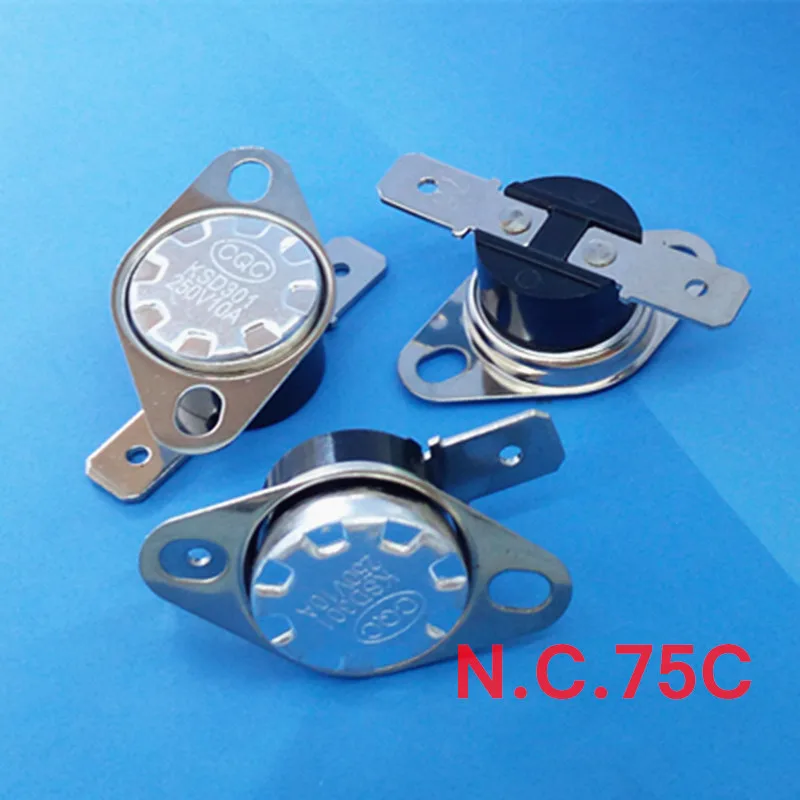 

(100 pcs/lot) KSD301 NC Thermostat, Temperature Switch, Normally Close,NC 75 Celsius.