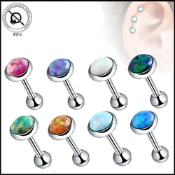 BOG-1PC 316L Surgical Steel Opal Stone Ear Tragus Cartilage Helix Earring 16g Charming Opal Piercing Body Jewelry