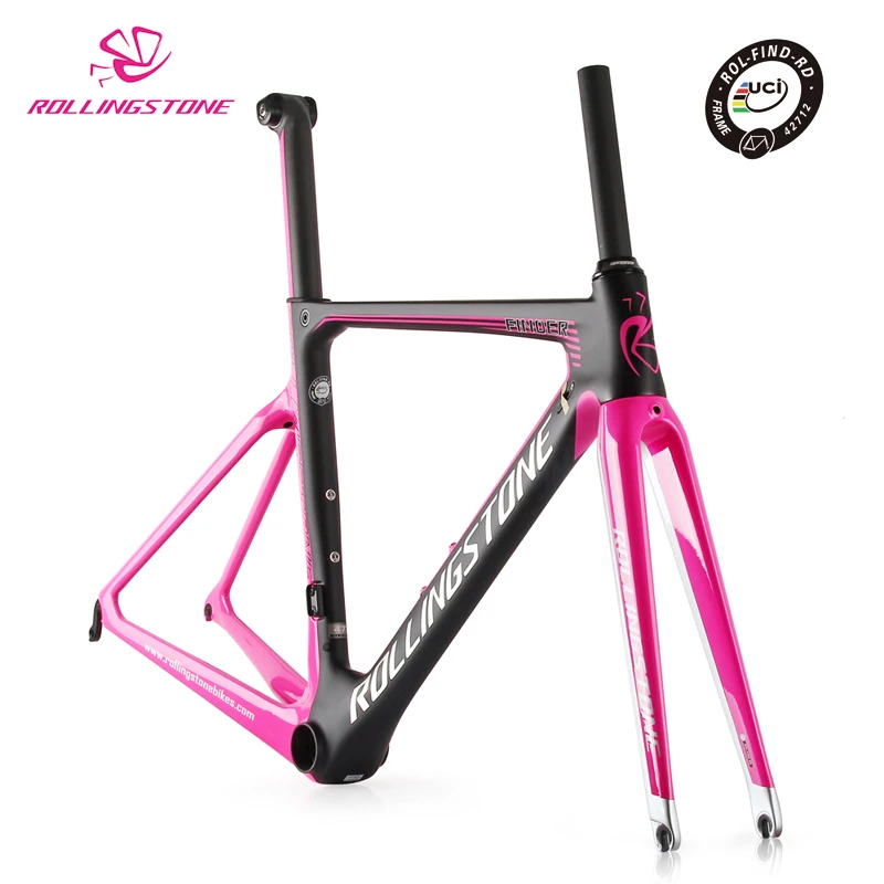 

Rolling Stone FINDER UCI bicycle frame carbon road bike aero frameset 2018 700C 45 47 cm Pink racing toray T800 ultralight