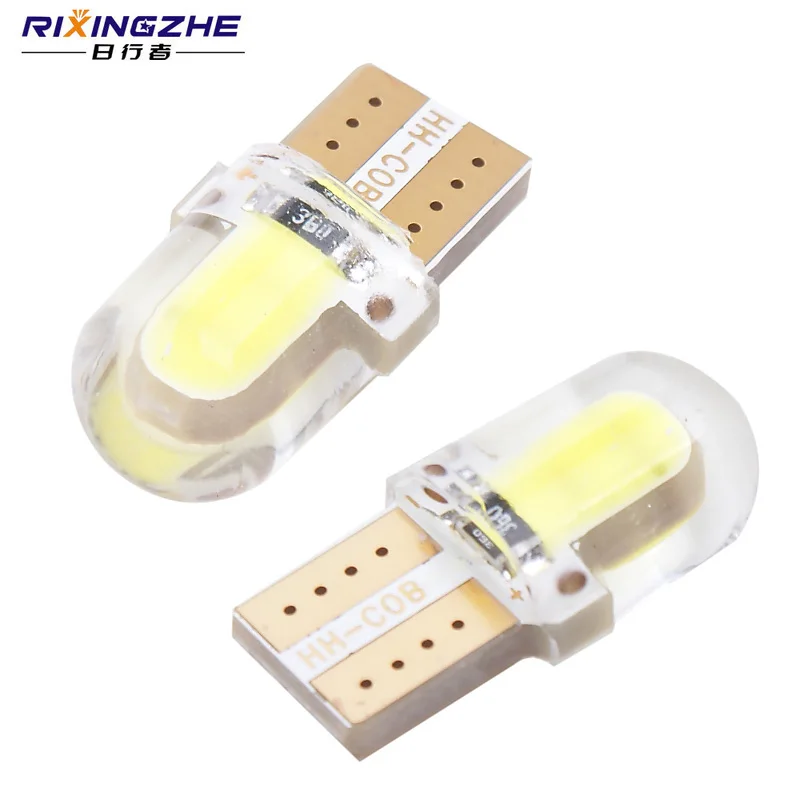 RXZ 10pcs Cob t10 led W5W LED No Error silicone LED T10 For Car Parking Lights Clearance Bulbs Interior Dome plate Lights 12V