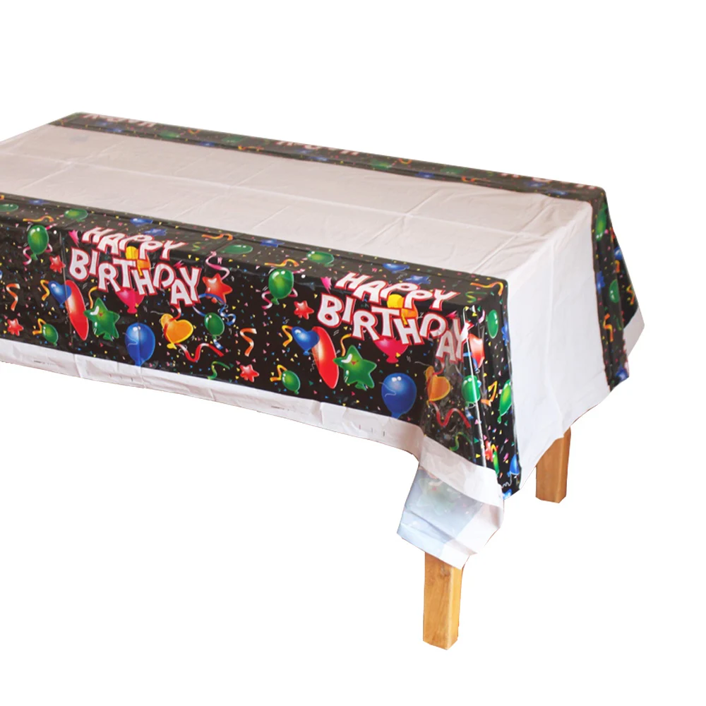 

Disposable Plastic Table Cloth Happy Birthday Ballon TableCover Tablecloth Waterproof For Birthday Party Decoration 180*108cm