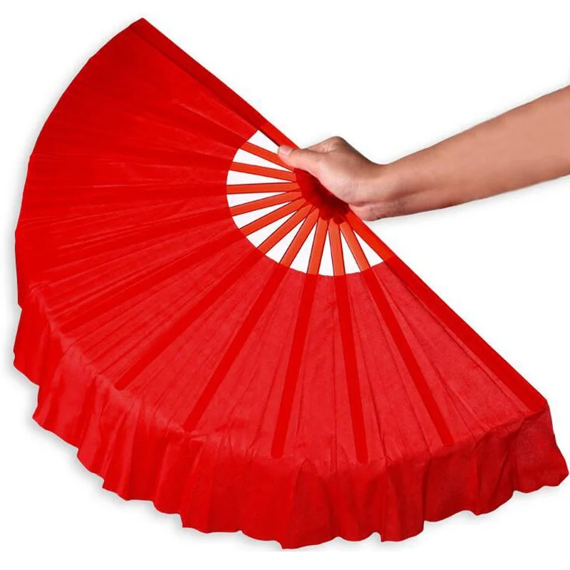 50pcs/lot 41cm Solid Black Red Folding Hand Fans Craft Dance Performce Wedding Party Souvenir Decoration Supplies ZA4203