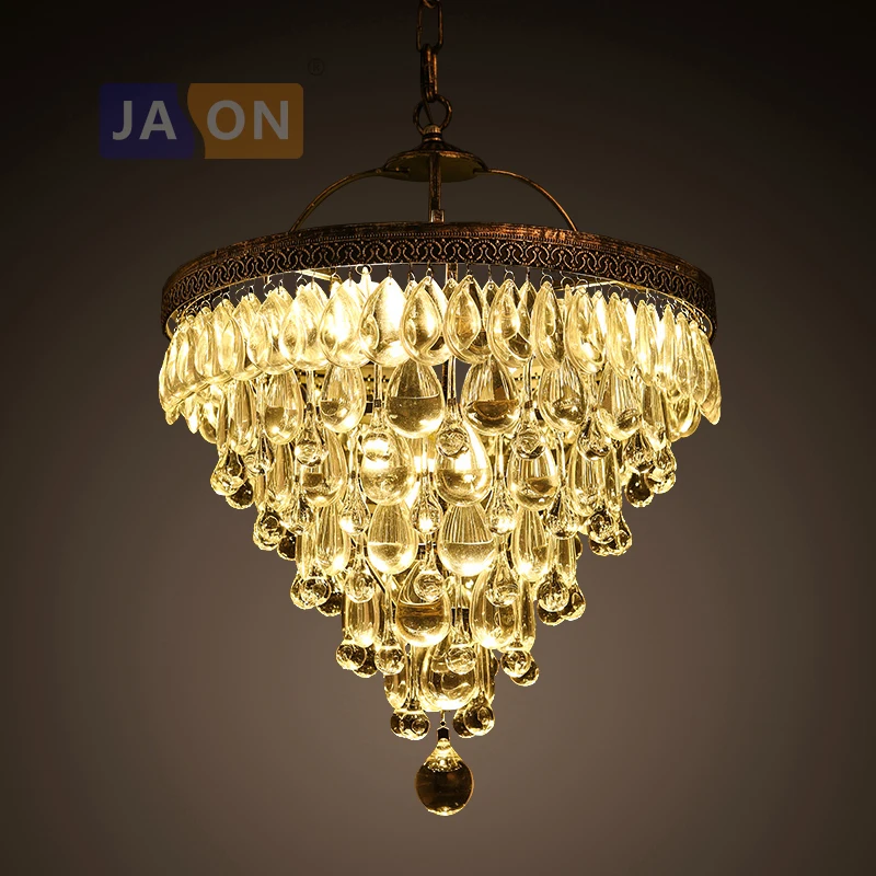 

led e27 European Iron Crystal Tear Drop Pendant Lights.Pendant Lamp.Pendant light Suspension Luminaire Lampen lustre For Foyer