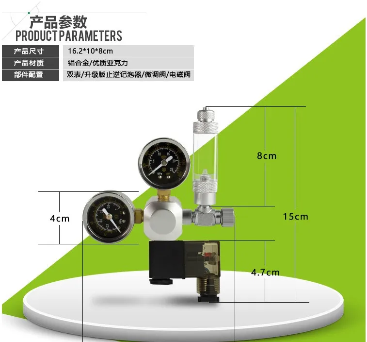 Aquarium CO2 Regulator with bubble counter, Cylinders Pressure Regulator