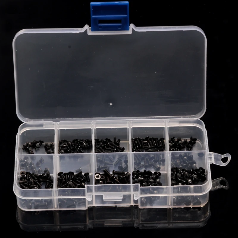 300pcs KM Laptop Screws Kit Assorted Assemble Repair Black Set Computer Screw Tools Parts For Electronic Products 10Sizes