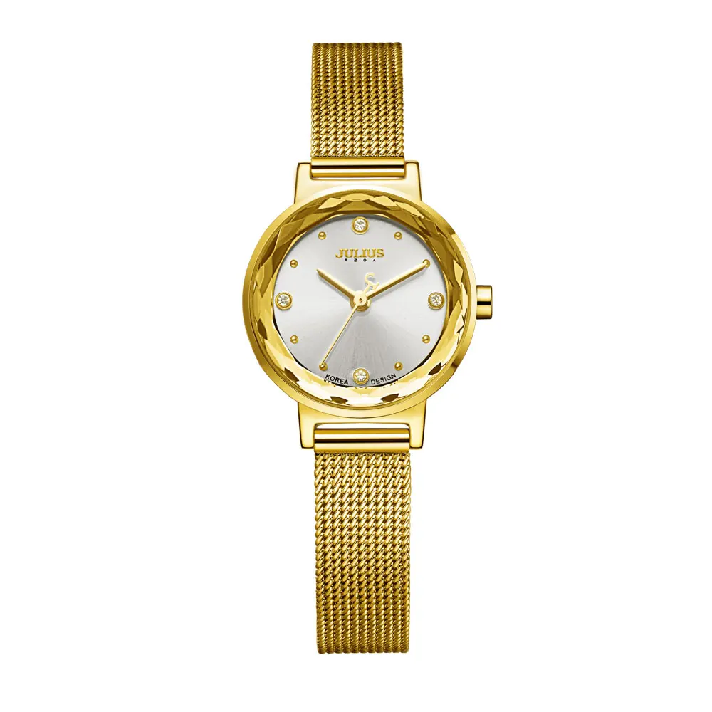 2017 New JULIUS Womens Watch Top Brand Gold Steel Mesh Belt Bracelet Hour Clock Montre Femme Reloj Mujer Erkek Kol Saati JA-917
