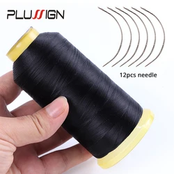 Plussign Liefern Nadel Und Faden Für Nähen In Haar 12 Pcs C Typ Häkeln Nadel Schwarz Weben Threadfor Dreadlock Zubehör