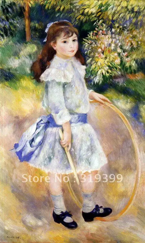 

Oil Painting Reproduction on linen canvas,girl with a hoop By Pierre auguste Renoir,Free DHL Shipping, 100% handmade