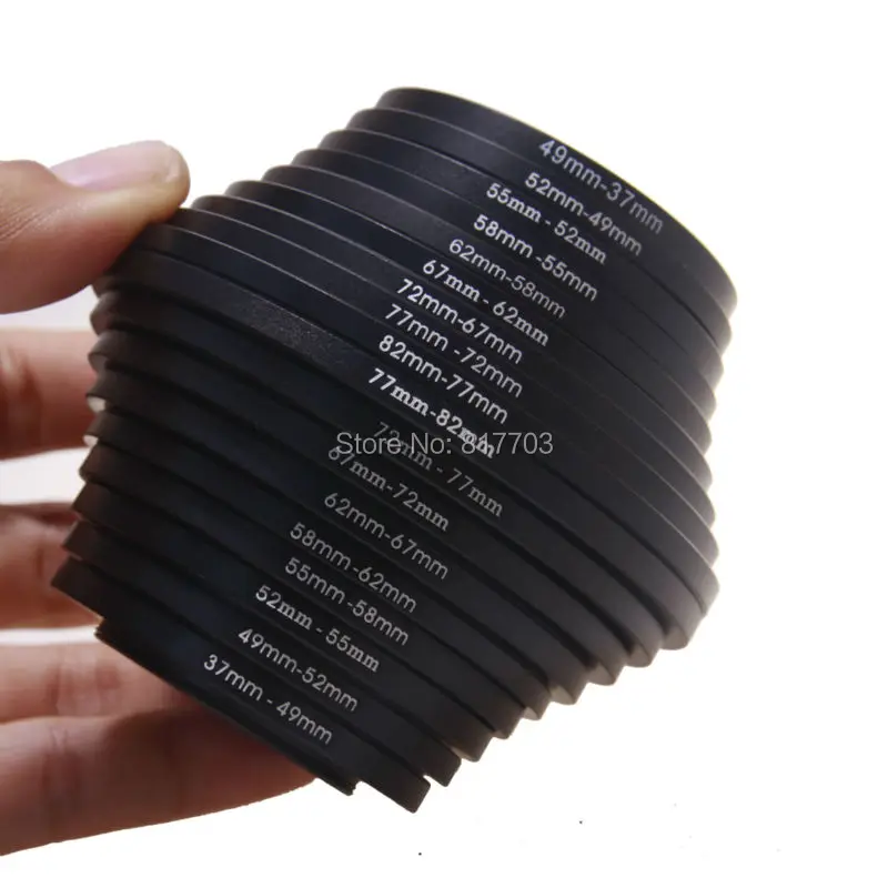 High Quality Metal 18pcs Camera Lens Filter Step Up & Down Ring Adapter For Canon Nikon  All camera Free Shipping