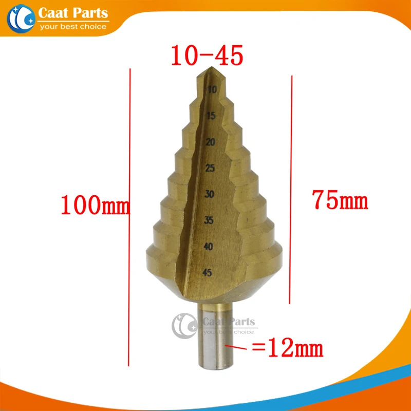 10-45mm  Triangular Shank Titanium HSS Large Step Cone Drill Bit Hole Cutter Tool , High quality!