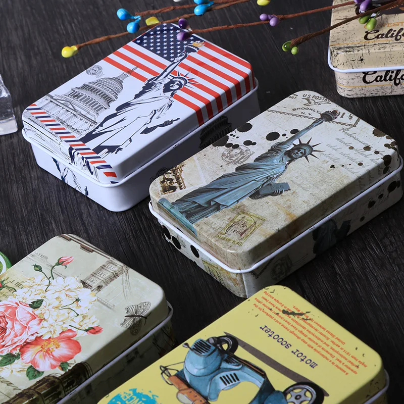 10Pcs  Classical Series / Metal Nostalgic Cigarette Card Coin Gift Storage Box /Zakka Tin /Candy Case