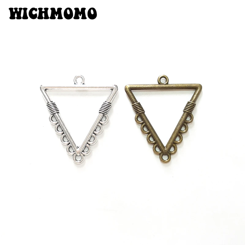 2021 New 10pieces 32*28mm Zinc Alloy  Bronze Triangle Earrings Porous Connector Charms Linker for DIY Jewelry Accessories