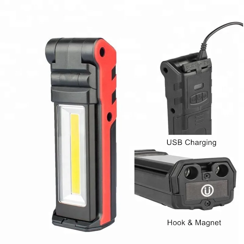 Upgrared Managetic Rechargeable LED COB Work Light for Car Repair USB Foldable Stepless dimming COB Flashlight Lamps