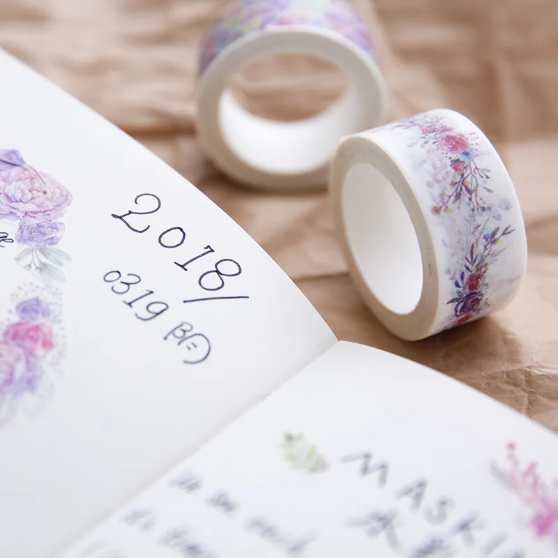 20mm*7M Watercolor Flower Diamond Masking Washi Tape Decorative Adhesive Tape For Scrapbooking Stickers Office School Supplies