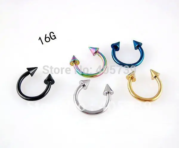 

Wholesale titanium Ear piercing Eyebrow ring Lip rings 316L Surgical steel Promotional Gift 16G and 14G in stock Mixed color