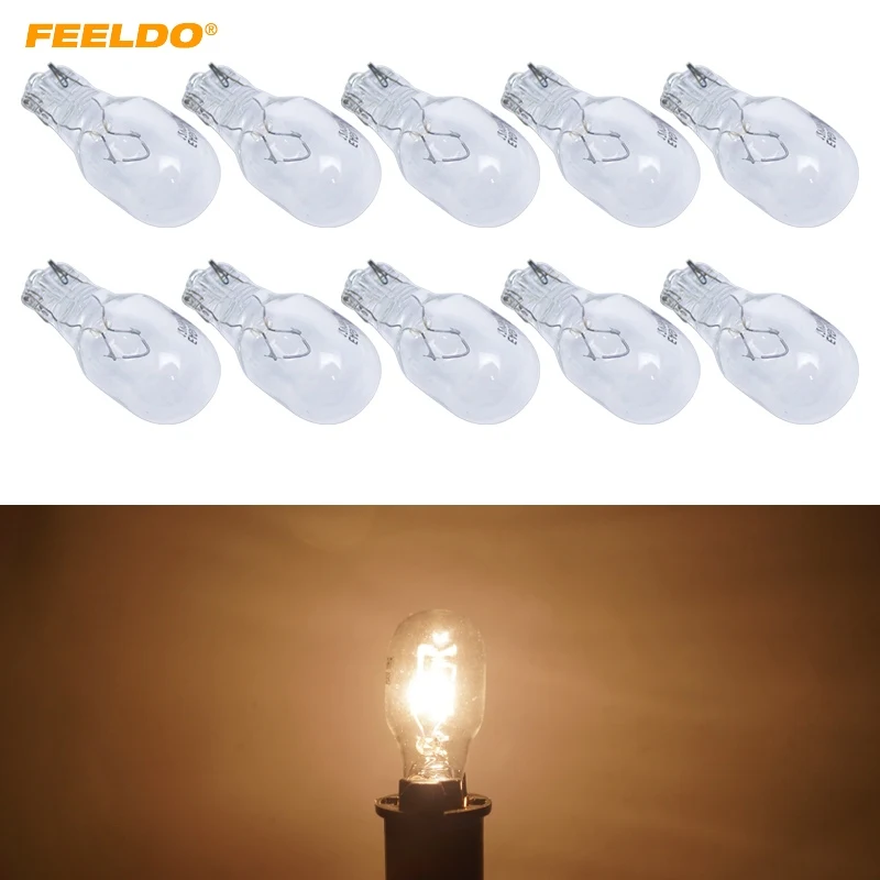 FEELDO 100Pcs Car T15 Wedge 12V 16W Halogen Bulb External Halogen Lamp Replacement Dashboard Bulb Light