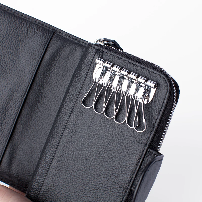 New Arrival Men Genuine Leather Bag Coin Purse Zipper Key Wallets Fashion Women Housekeeper Card Key Holders HY3131
