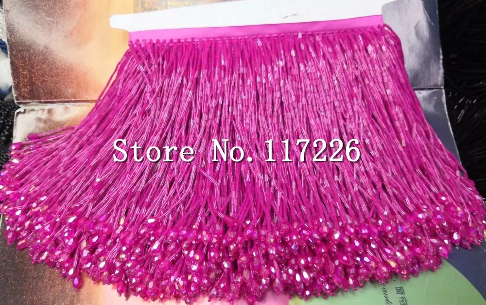 5 yards /bag hot pink  tube color 15 cm width ribbon fringe tassel for bridal gown wedding/dress decoration