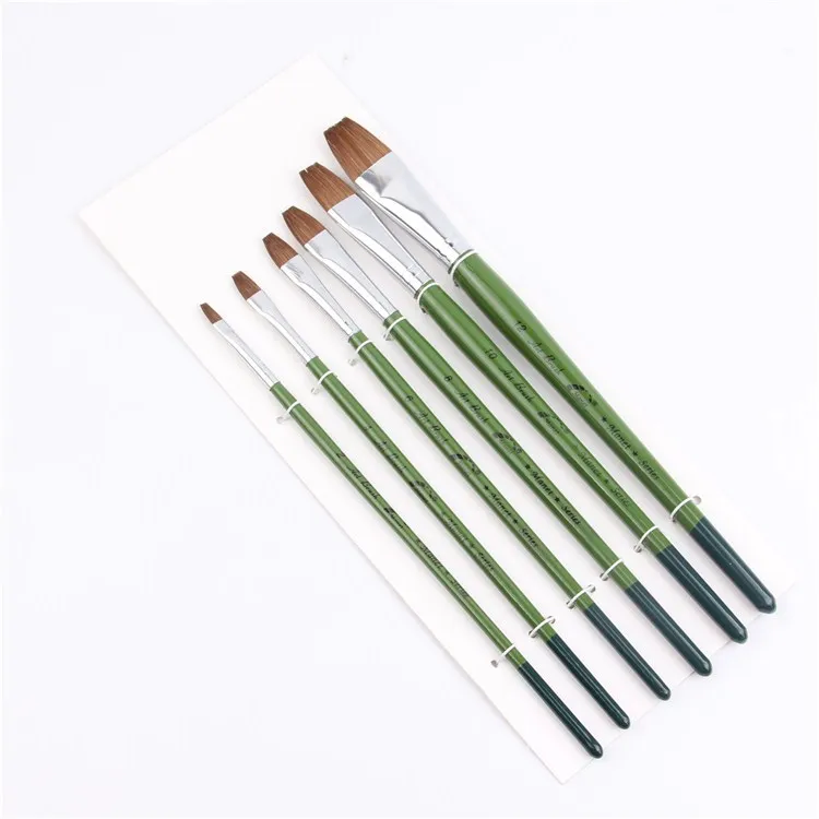 6 pçs/set, high-grade pincel caneta linha escova de pico plana terno caneta pincel pintura pintura acrílica caneta Arte para Suprimentos de Papelaria pintura