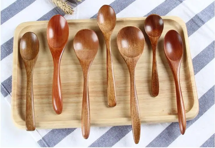 Eco-friendly natural wooden spoon teaspoon tableware milk honey spoon soups coffee tea scoop kitchen baby dinnerware SN1967