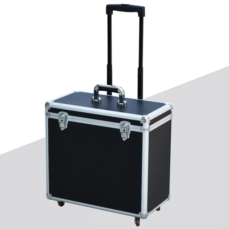 Multifunctionele aluminium frame trolley case rode wijn glas Toolbox opbergdoos universal travel koffer tas 4 wiel bagage abs