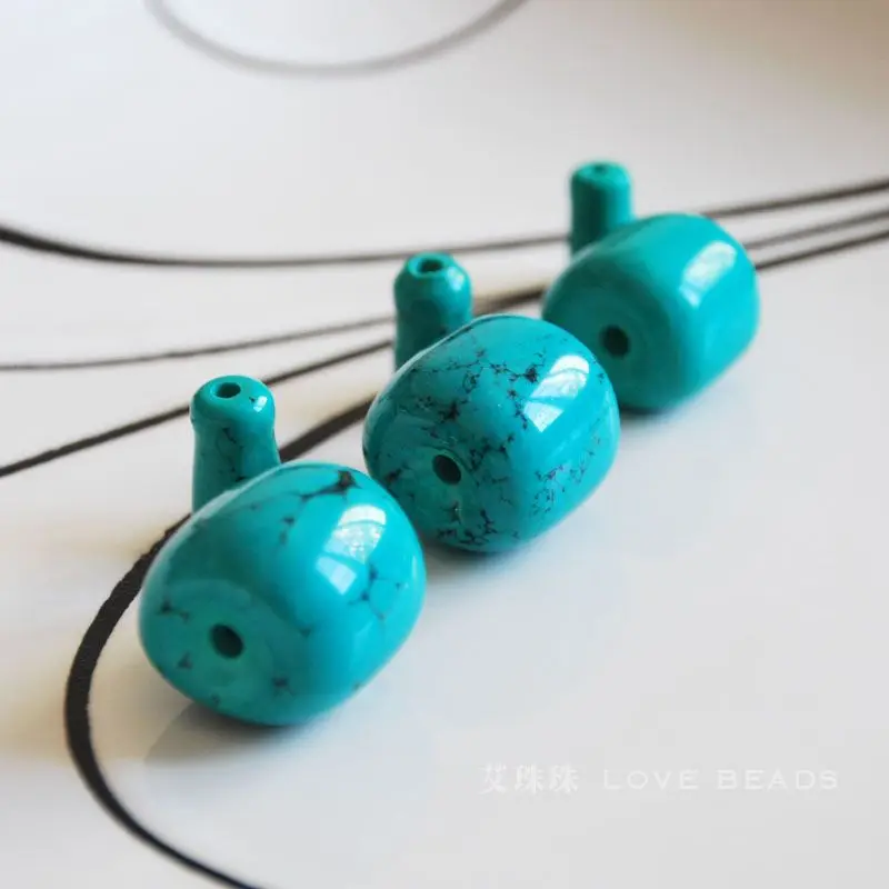 wholesale natual green blue turquoise three holes beads tibet ghuru guru loose beads jewelry making DIY for women