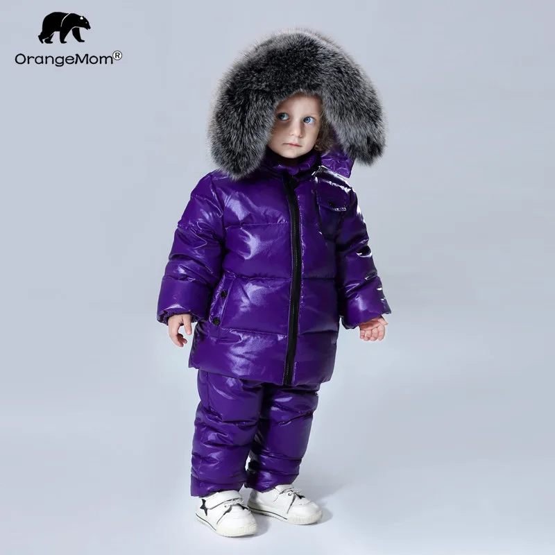 2023 winter jacket coat +pants 2 pcs/sets children clothing 1-12Y korean kids clothes boys girls outerwear big fur