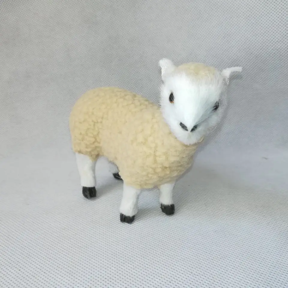 real life toy about 12x10cm sheep toy model polyethylene&real furs goat model home decoration props ,model gift d1079