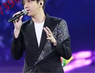 luxury handsewing rhinestone beading mens stage performance black tuxedo jacket ,only jacket/can customs making