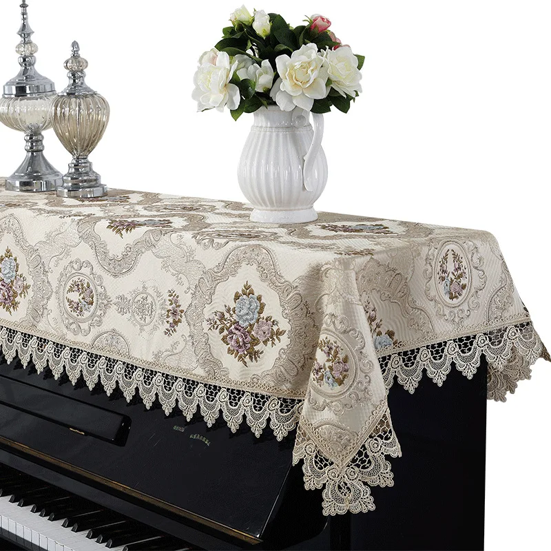 

Elegant Embroidered Lace Piano Cover Pastoral Rustic Style Piano Towels Half Covering Cloth Home Decoration Multipurpose Towel