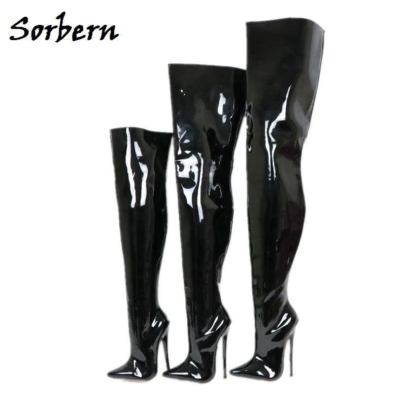 Sorbern Sexy Fetish Boots Women Long Crossdresser Boot Thigh High Unisex Custom Leg Size 18Cm 12Cm High Heel Stilettos Shoes