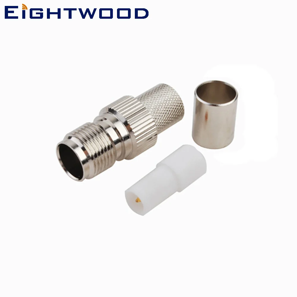 Eightwood 5PCS RP TNC Jack(Male Pin) RF Coaxial Connector Adapter Crimp LMR400 Cable for Antennas Industrial Wireless Broadband