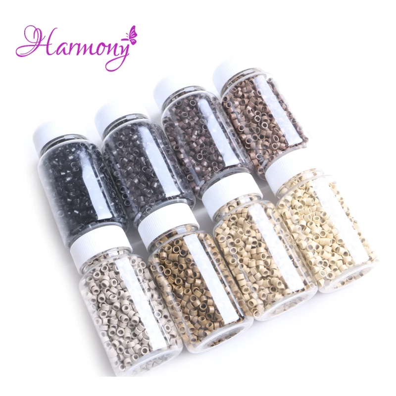 Screw Micro Rings 4.5*3*3MM 1000Pcs/Bottle #5 Medium Brown Hair Beads Microring Hair Crimp Beads Hair Extension Tubes