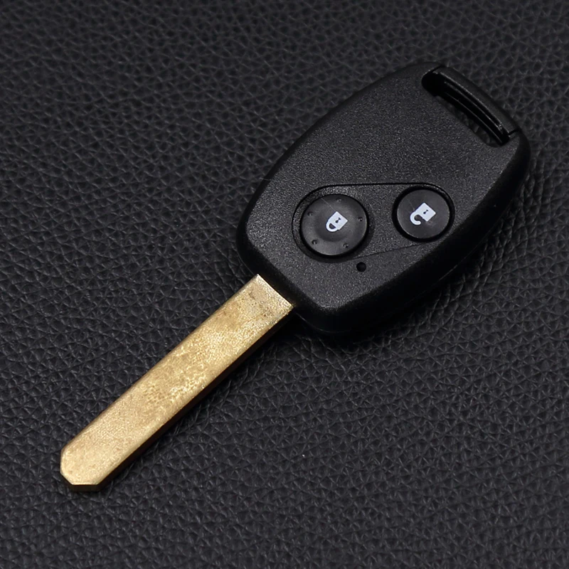 Genuine Leather Car Key Case Cover Key Chain Ring holder for Honda Accord Civic CRV Pilot Remote Key, 2 Buttons Protect cover