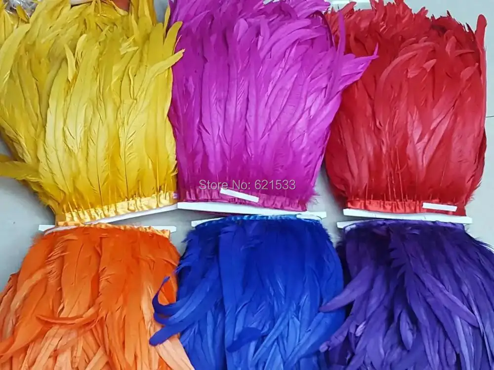 10Meters/lot!30-35cm Wide Dyed Purple Colour Coque Tail Feather Fringe Trimming Carnival,Carnival Costume Fringe