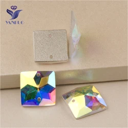 YANRUO 2310TH AB 40mm Square Rhinestones Glass Large Crystal Flat Back Glitter Strass Sewn Stones For Clothing Accessories