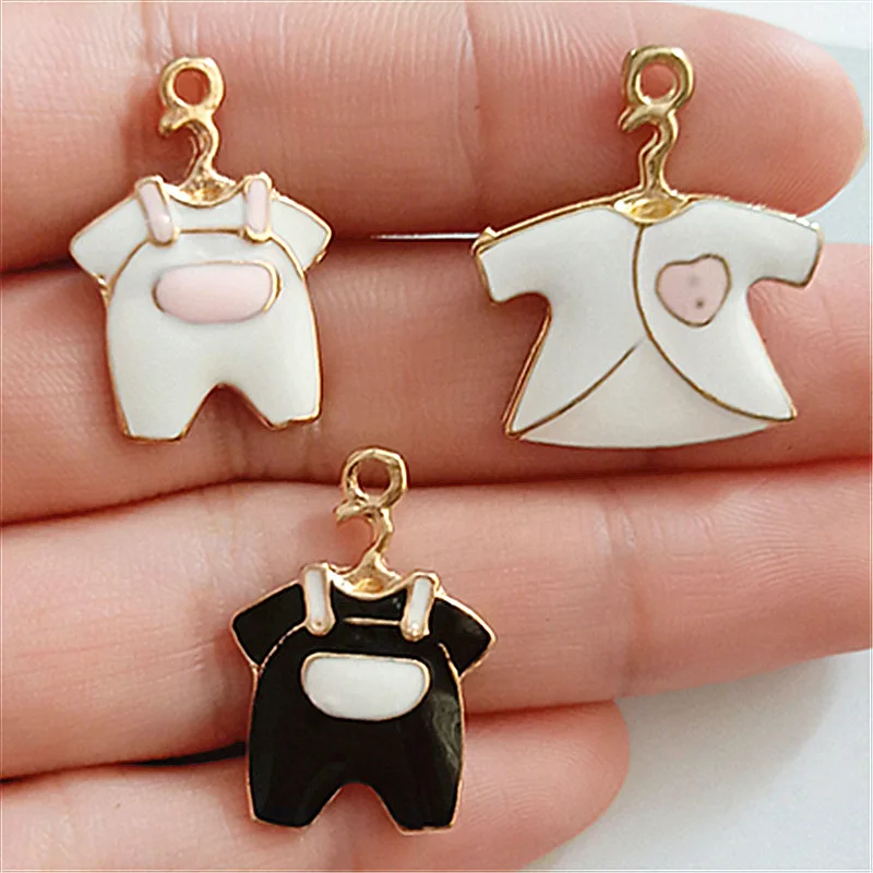 50pcs 16*23mm 20*23mm Gold Color Enamel Cloth Charm Oil Drop Pendant for DIY Handmade Women Wedding Jewelry Making wholesale