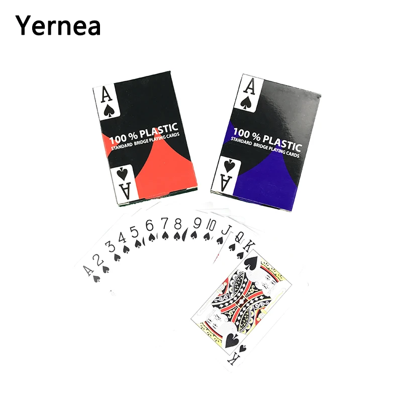 

Yernea Poker 4 Sets/Lot 2 Color for Red and Blue Baccarat Texas Hold'em PVC Waterproof plastic playing poker cards 58*88mm