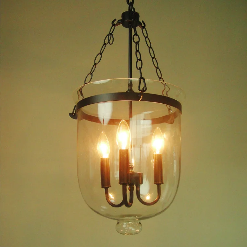 Industrial bucket Pendant Lights cylindrical American glass wrought iron creative personalized living room candle light