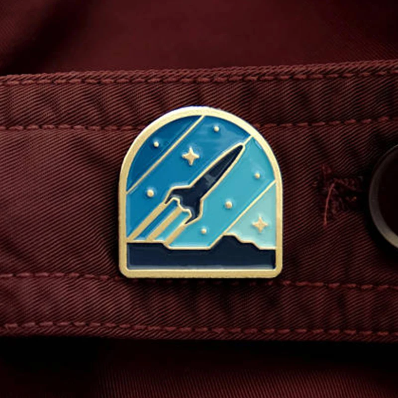 Rocket space enamel pin badge