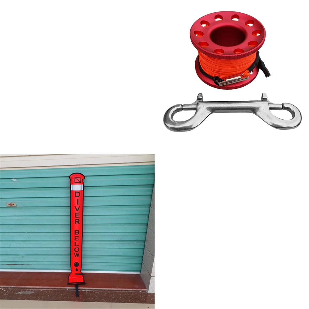 Scuba Diving SMB Surface Marker Buoy Signal Tube With Dive Reel Spool Dive Buoy Underwater Dive Gear Equipment Snorkeling Diver